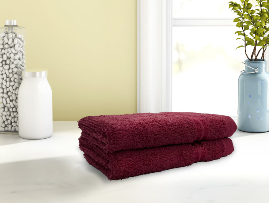 Berry-Dark Red 2 Piece 100% Cotton Hand Towel - Welspun Anti Bacterial By Welspun