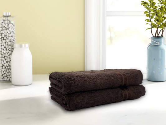 Brown Basket - Dark Brown 2 Piece 100% Cotton Hand Towel - Welspun Anti Bacterial By Welspun