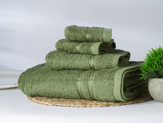 Green 4 Piece 100% Cotton Towel Combo Set - Moments By Welspun