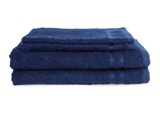 Dark Blue 4 Piece 100% Cotton Towel Combo Set - Moments By Welspun