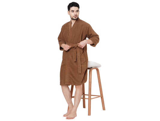 Supersoft Brown Medium Bath Robe - Dew By Welspun
