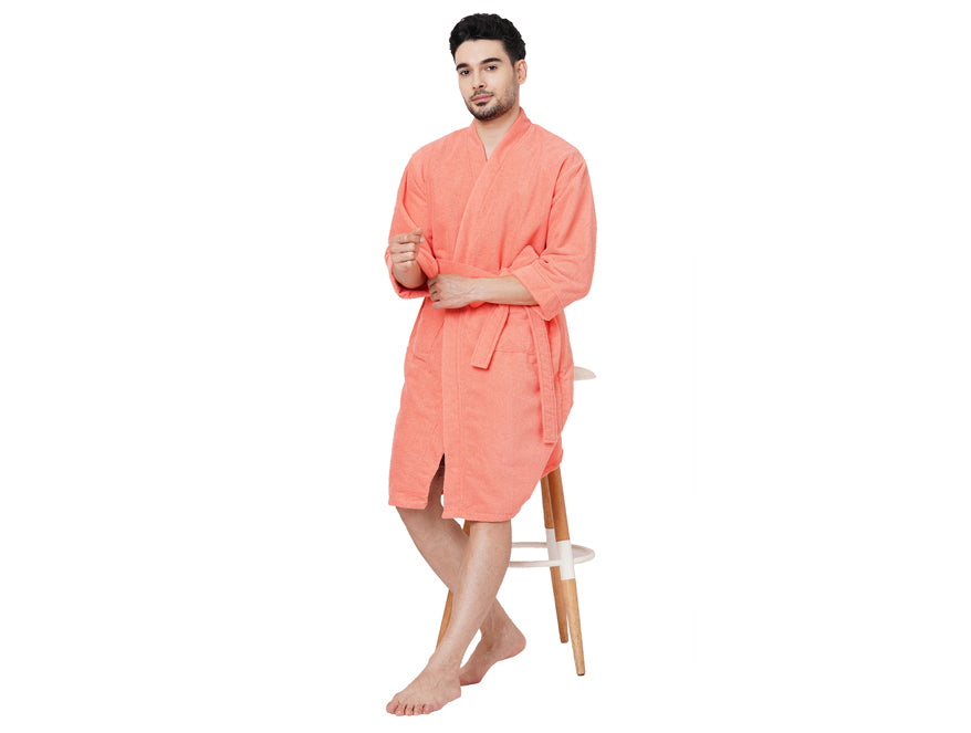 Supersoft Peach Medium Bath Robe - Dew By Welspun
