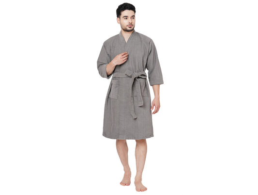 Supersoft Light Grey Medium Bath Robe - Dew By Welspun