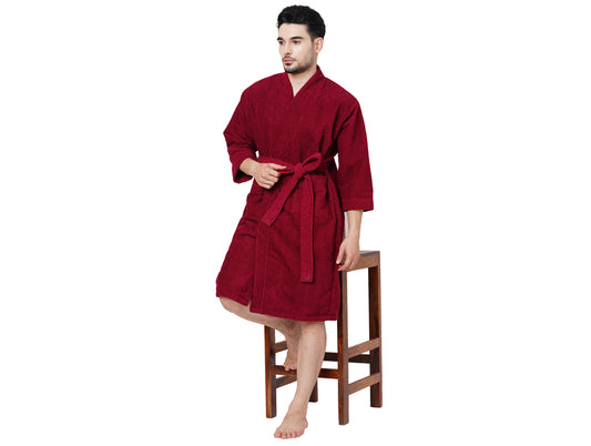 Supersoft Red Wine Large Bath Robe - Dew By Welspun