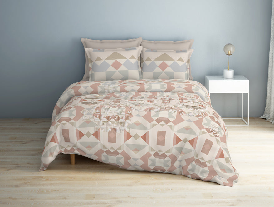 Geometric Shell - Beige Viscose Cotton Double Bedsheet - Patterna By Spaces