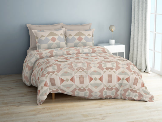 Geometric Shell - Beige Viscose Cotton Double Bedsheet - Patterna By Spaces