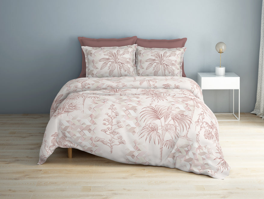 Floral Delicacy - Light Blush Viscose Cotton Double Bedsheet - Regency By Spaces