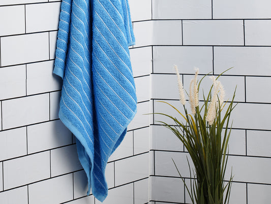 Royal Blue 100% Cotton Bath Towel - 2-In-1 By Welspun