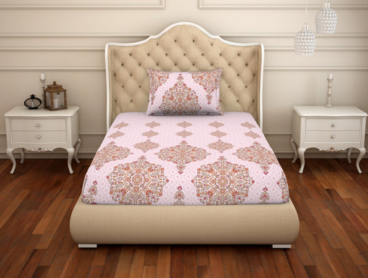 Ornate Pink Marshmallow 100% Cotton Single Bedsheet - Adonia(Anti Bacterial) By Spaces