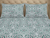 Ornate Teal/Grey Cotton Rich Large Bedsheet - 2-In-1 By Welspun