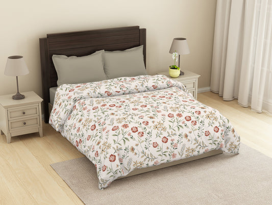 Floral White/Chocolate Microfiber Shell Double Dohar - Welspun Dohar By Welspun-1065401
