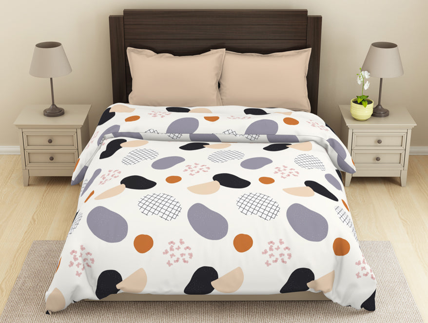 Geometric White Microfiber Shell Double Dohar Welspun Dohar By Welsp