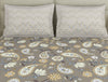 Floral Crockery - Taupe Polycotton Double Bedsheet - Amaya By Welspun-1065426