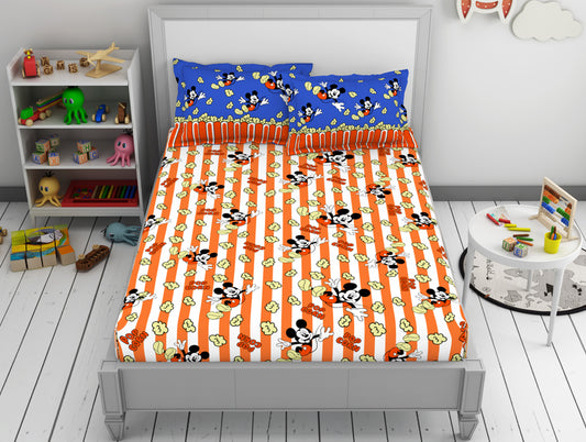Character Red Orange - Dark Orange 100% Cotton Double Bedsheet - Disney Mickey By Welspun