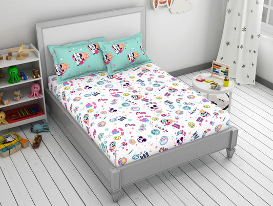 Character Yucca - Light Aqua 100% Cotton Double Bedsheet - Disney Minnie By Welspun