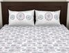 Geometric Brilliant White - White 100% Cotton Double Bedsheet - Geoscape By Spaces-1065697