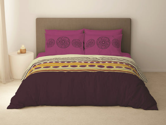 Floral Wineberry - Dark Violet 100% Cotton Large Bedsheet - Timeless By Spaces-1065775