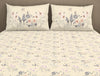 Floral Ecru - Beige 100% Cotton Large Bedsheet - Dainty By Spaces-1065781