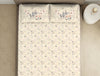 Floral Ecru-Beige 100% Cotton King Fitted Sheet - Dainty By Spaces