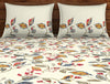 Floral Egret - Cream 100% Cotton Double Bedsheet - Boho Florals By Spaces