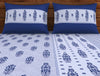 Floral Deep Ultramarine - Dark Blue 100% Cotton Double Bedsheet - Indian Ethnic By Spaces