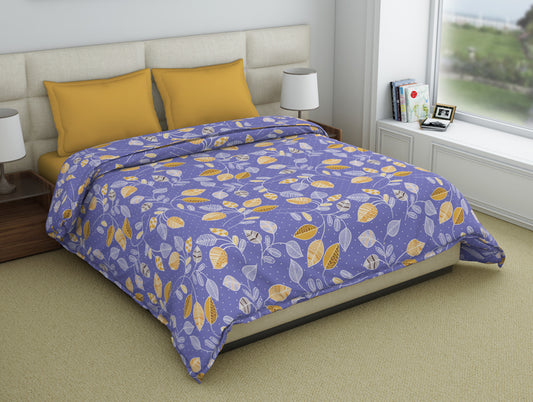 Floral Blue Iris - Violet Polycotton Double Quilt / AC Comforter - Amaya By Welspun