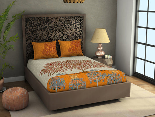 Floral Marshmallow - Cream 100% Cotton Large Bedsheet - Matanipachedi - Rangana By Spaces
