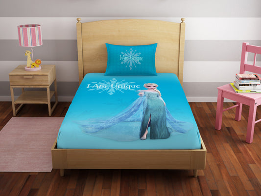 Character Blue Atoll - Blue 100% Cotton Single Bedsheet - Disney Frozen By Spaces