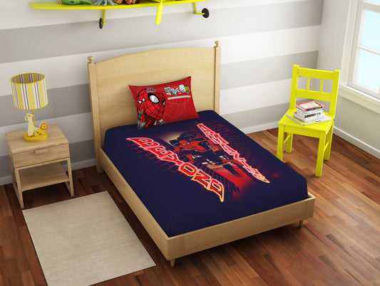 Character Parachute Purple - Dark Violet 100% Cotton Single Bedsheet - Marvel Spiderman By Spaces
