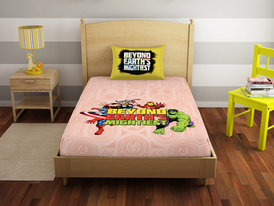 Character Tropical Peach - Light Orange 100% Cotton Single Bedsheet - Marvel Avengers By Spaces