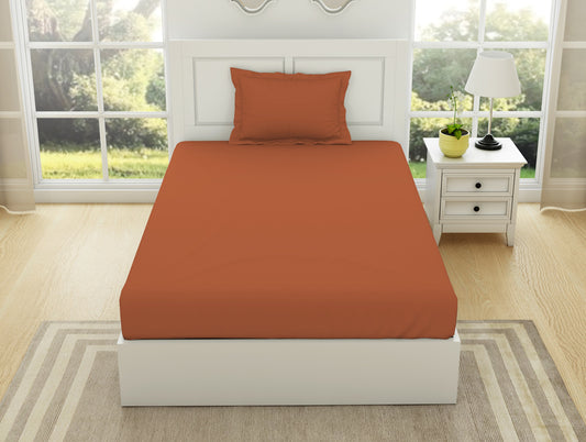 Solid Rust 100% Cotton Single Bedsheet - Everyday Essentials By Spaces
