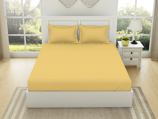 Solid Yellow 100% Cotton King Fitted Sheet - Everyday Essentials By Spaces
