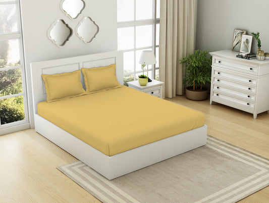Solid Yellow 100% Cotton King Fitted Sheet - Everyday Essentials By Spaces