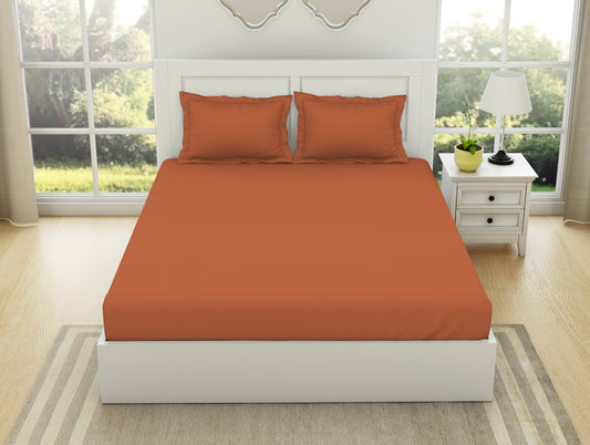 Solid Rust 100% Cotton Large Bedsheet - Everyday Essentials By Spaces