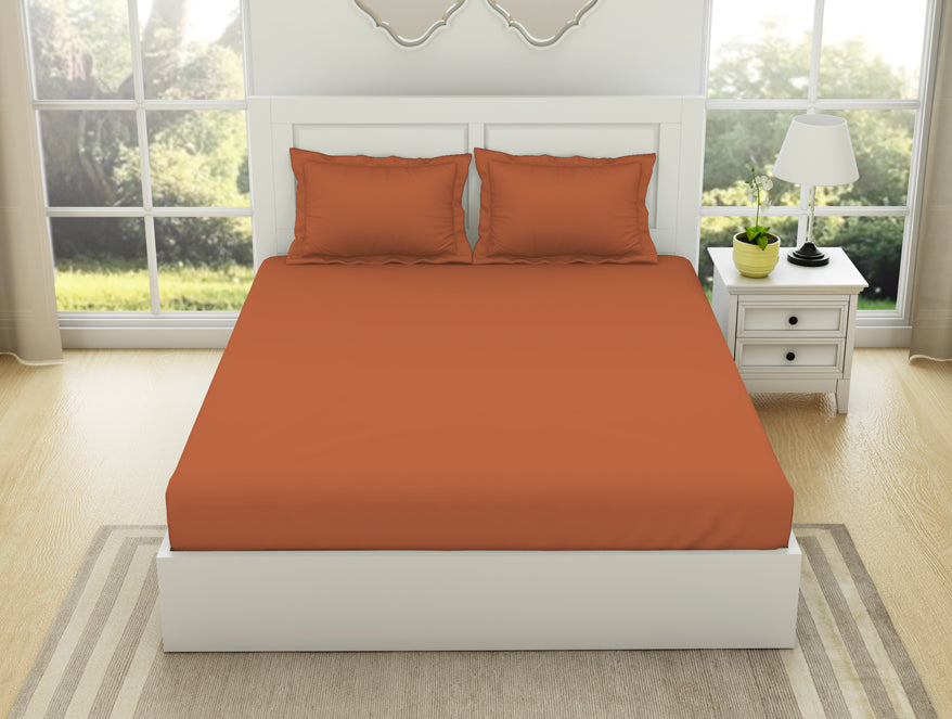 Solid Rust 100% Cotton Queen Fitted Sheet - Everyday Essentials By Spaces