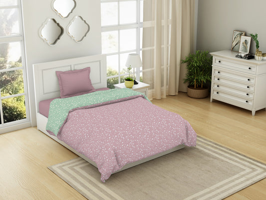 Floral Pale Mauve - Light Brown 100% Cotton Shell Single Quilt / AC Comforter - Bohemia By Spaces