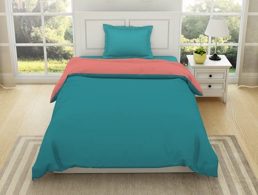 Solid Teal/ Coral - Teal 100% Cotton Shell Single Quilt / AC Comforter - Everyday Essentials By Spaces