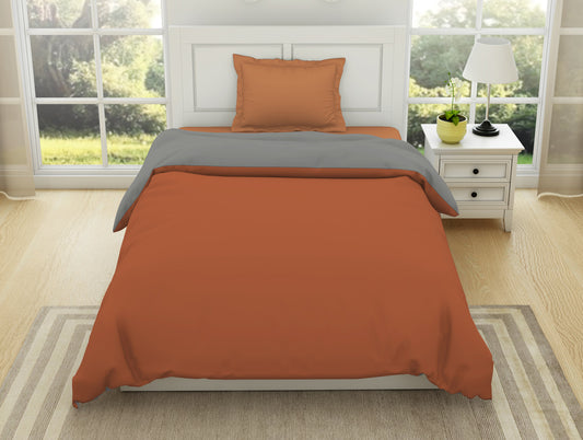Solid Rust/ Gray - Rust 100% Cotton Shell Single Quilt / AC Comforter - Everyday Essentials By Spaces
