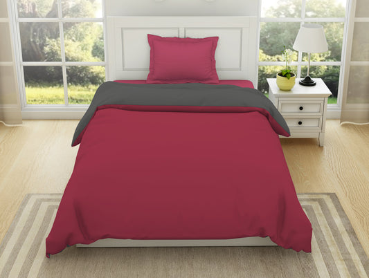 Solid Red/ Charcoal - Red 100% Cotton Shell Single Quilt / AC Comforter - Everyday Essentials By Spaces