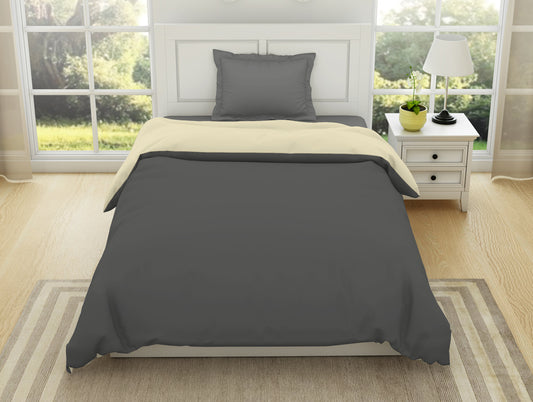 Solid Charcoal/Ivory - Charcoal 100% Cotton Shell Single Quilt / AC Comforter - Everyday Essentials By Spaces