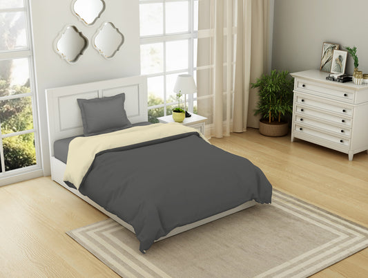 Solid Charcoal/Ivory - Charcoal 100% Cotton Shell Single Quilt / AC Comforter - Everyday Essentials By Spaces