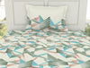 Geometric Whisper Green - White 100% Cotton Single Bedsheet - Geospace By Spaces