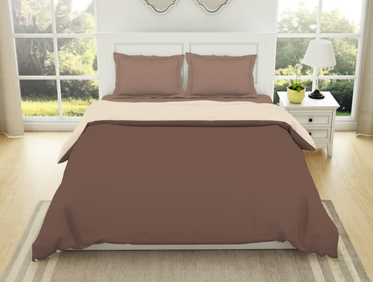 Solid Brown / Beige - Brown 100% Cotton Shell Double Quilt / AC Comforter - Everyday Essentials By Spaces