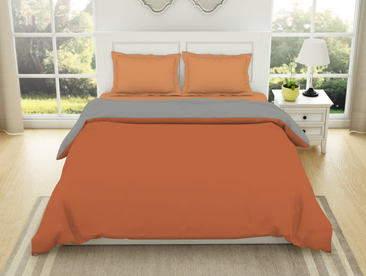 Solid Rust/ Gray - Rust 100% Cotton Shell Double Quilt / AC Comforter - Everyday Essentials By Spaces