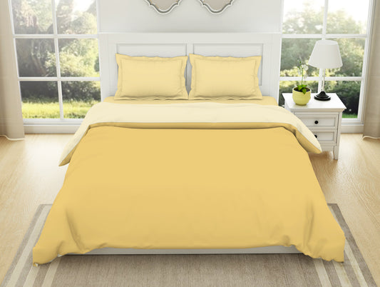 Solid Yellow/ Ivory - Yellow 100% Cotton Shell Double Quilt / AC Comforter - Everyday Essentials By Spaces