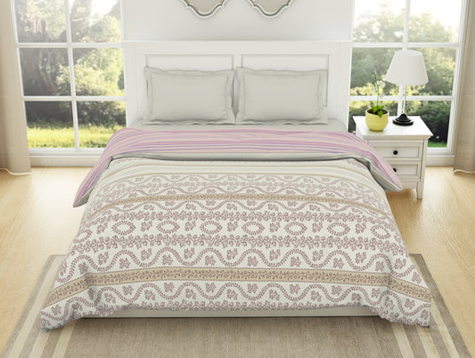 Geometric Colud Dancer - White 100% Cotton Shell Double Quilt / AC Comforter - Gypsy By Spaces
