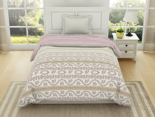 Geometric Colud Dancer - White 100% Cotton Shell Single Quilt / AC Comforter - Gypsy By Spaces
