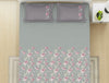 Floral Moon Rock - Grey 100% Cotton King Fitted Sheet - Bohemia By Spaces