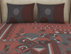 Geometric Coral Almond Cotton Viscose Double Bedsheet - Canvas By Spaces