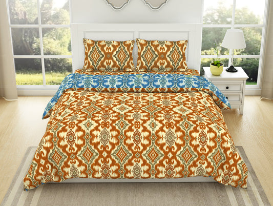 Geometric Citrus - Yellow 100% Cotton Shell Bed In A Bag - Ikkat By Spaces